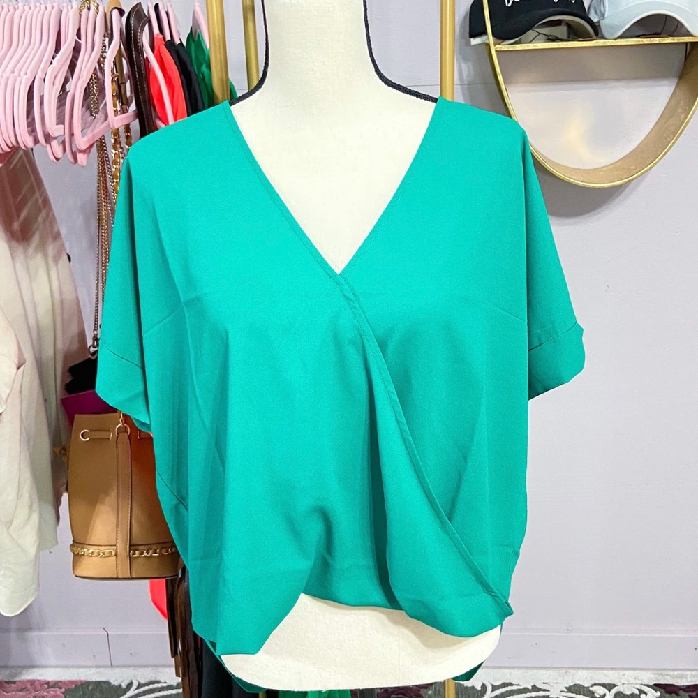 ✨NEW✨Mint Green Drape Front Blouse!